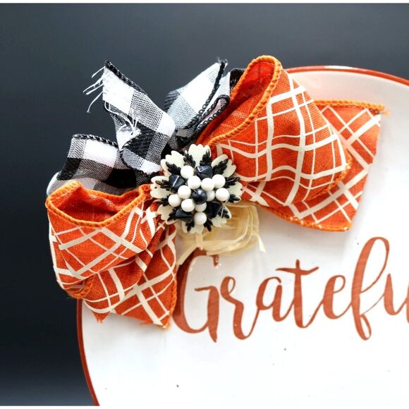 "Grateful" Decorative Fall Platter.  Handmade by Artisan.  8.5" Diameter.  NWT - Picture 2 of 4